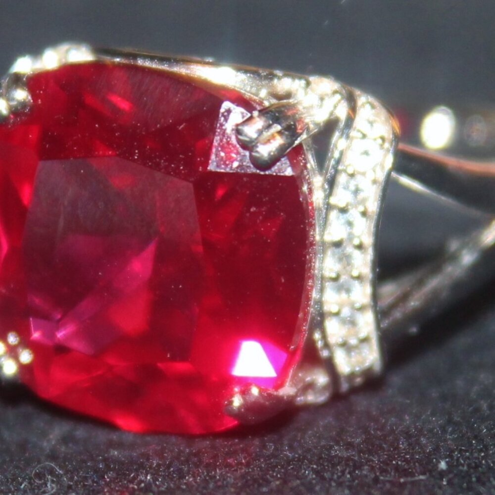 925 Sterling Huge Ruby Double Shank Designer Stat… - image 3